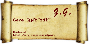 Gere Győző névjegykártya